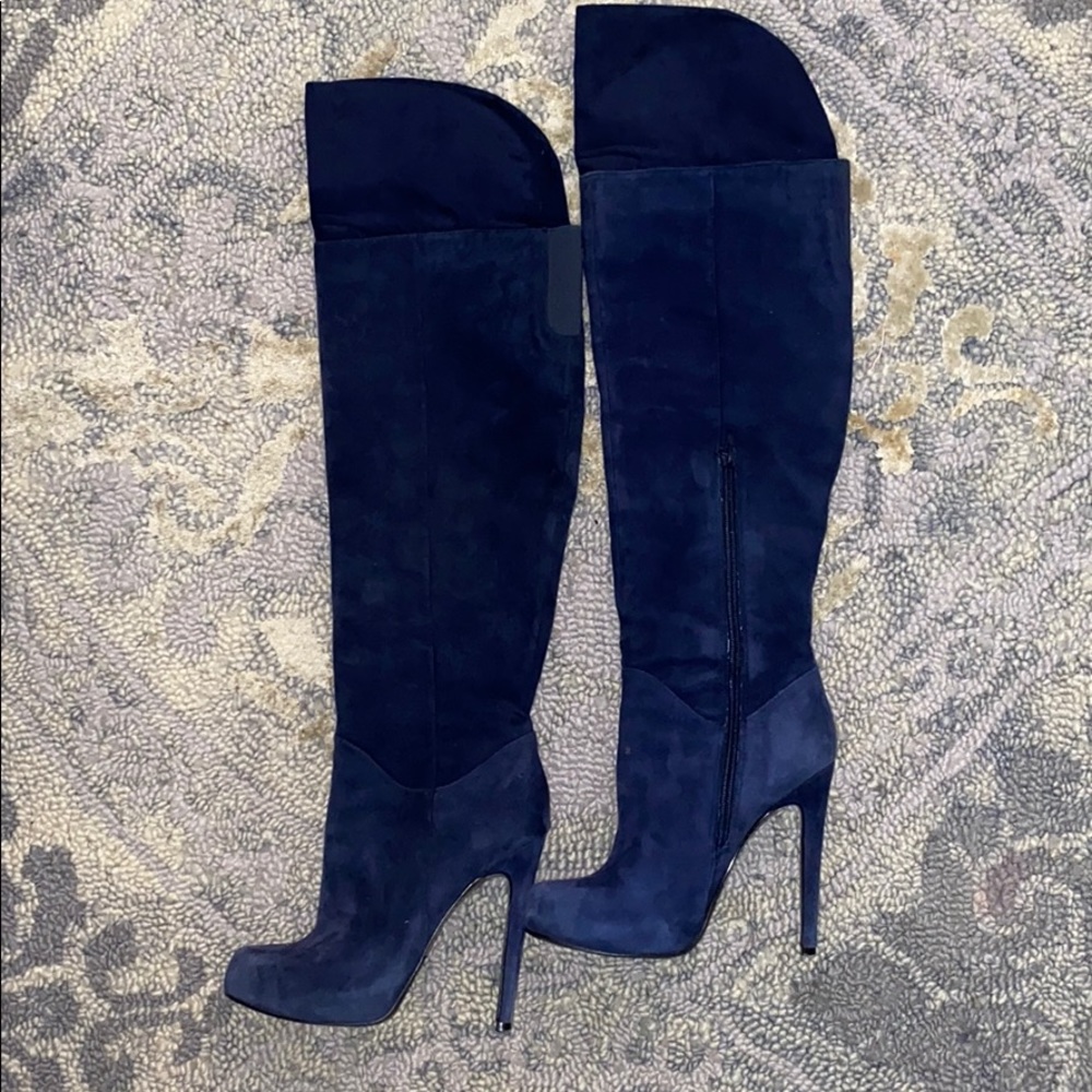 Aldo Tall Navy Suede Boots 36